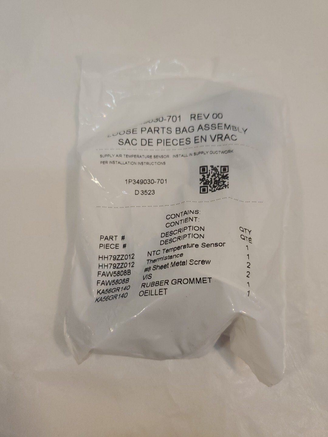 Supply Air Temperature Sensor 349030-701. 1P349030-701 D3523.