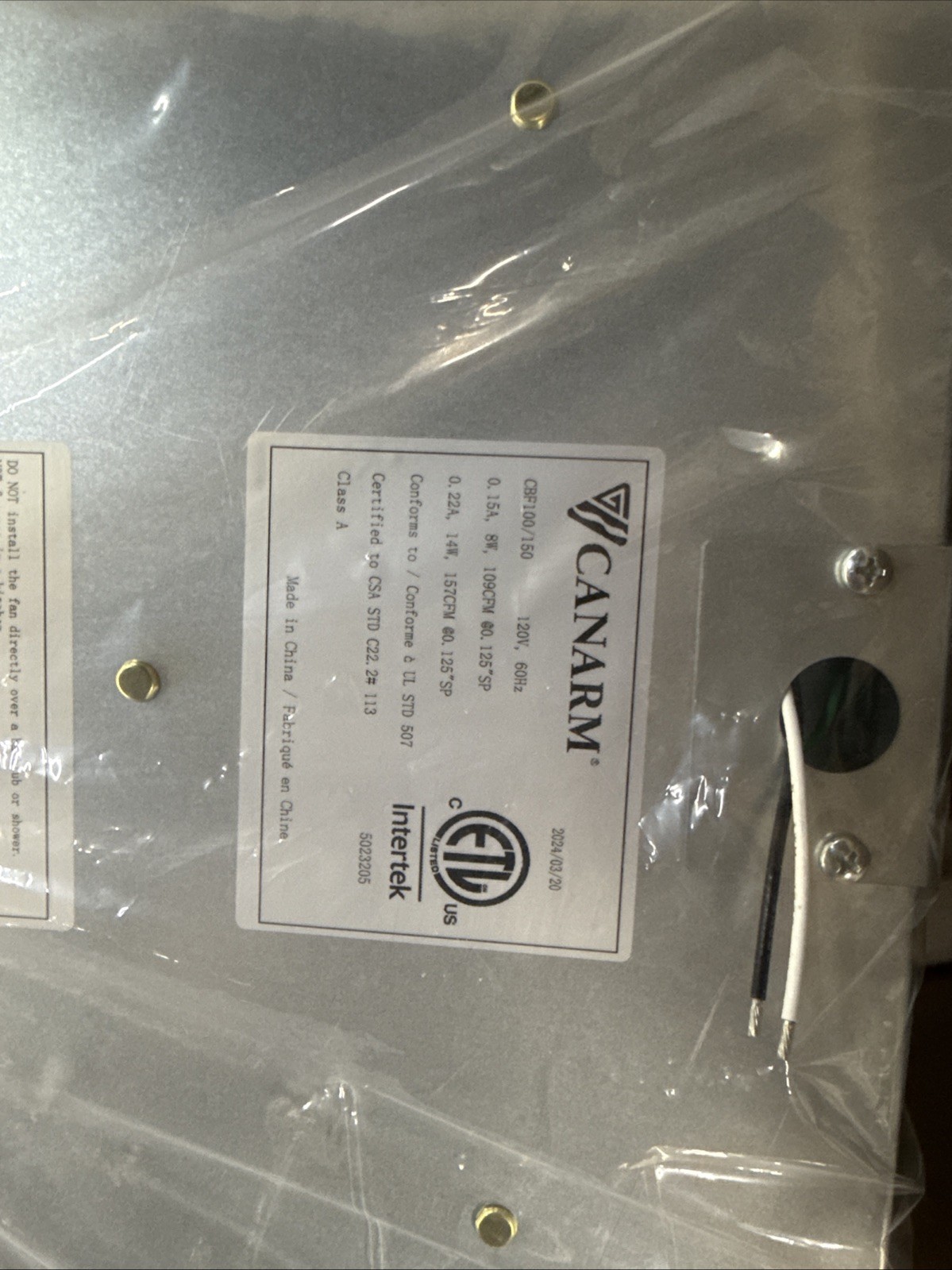 Canarm, CEILING EXHAUST FAN 150 CFM EC MOTOR, Drive Type Direct, Fan Diameter 14