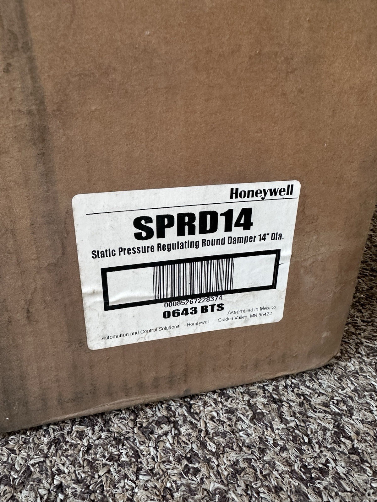 Honeywell SPRD14 Static Pressure Regulating Round Damper 14″ Diameter Zone #0643