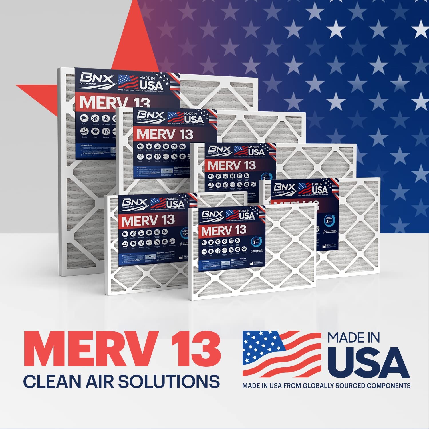 BNX TruFilter 16x25x1 Air Filter MERV 13 (4-Pack) – 4-Pack, 4-Pack