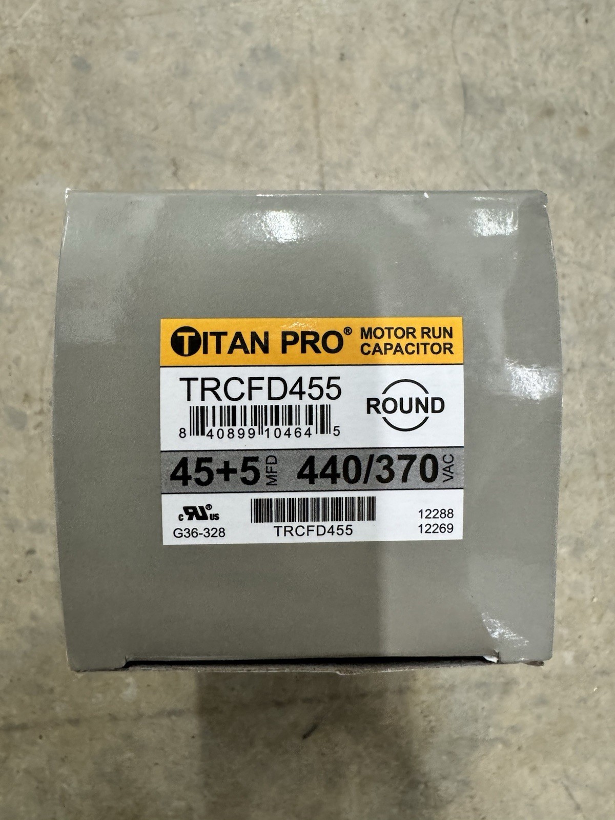5 TitanPro TRCFD455 HVAC Round Dual Motor Run Capacitor. 45/5 MFD/UF440/370 Volt