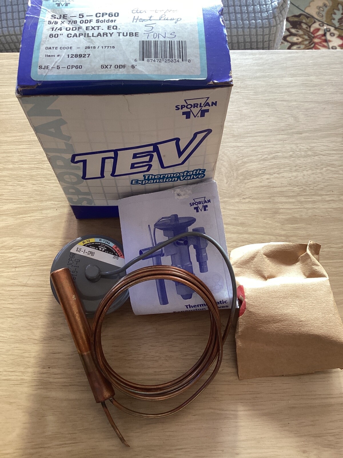 SPORLAN SJE-5-CP60 Expansion Valve 5/8 X 7/8 ODF SOLDER