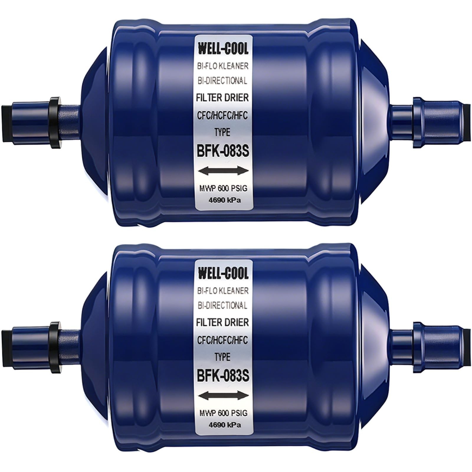 2 Pcs Bi-Flow Filter Drier for Heat Pump Refrigerants R410A R22 R134A AC Systems
