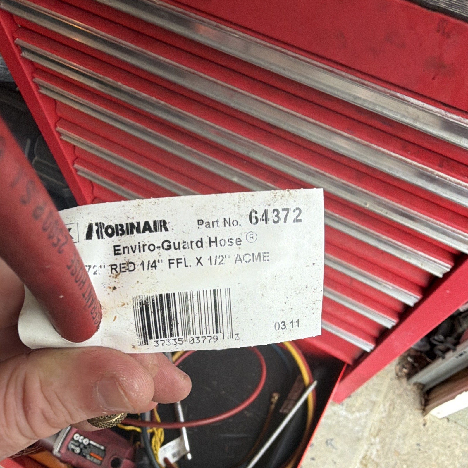 Robinair Enviro-Guard R-134a 3 HVAC Hoses 72in 1/4in 500psi Red/Blue/Yellow