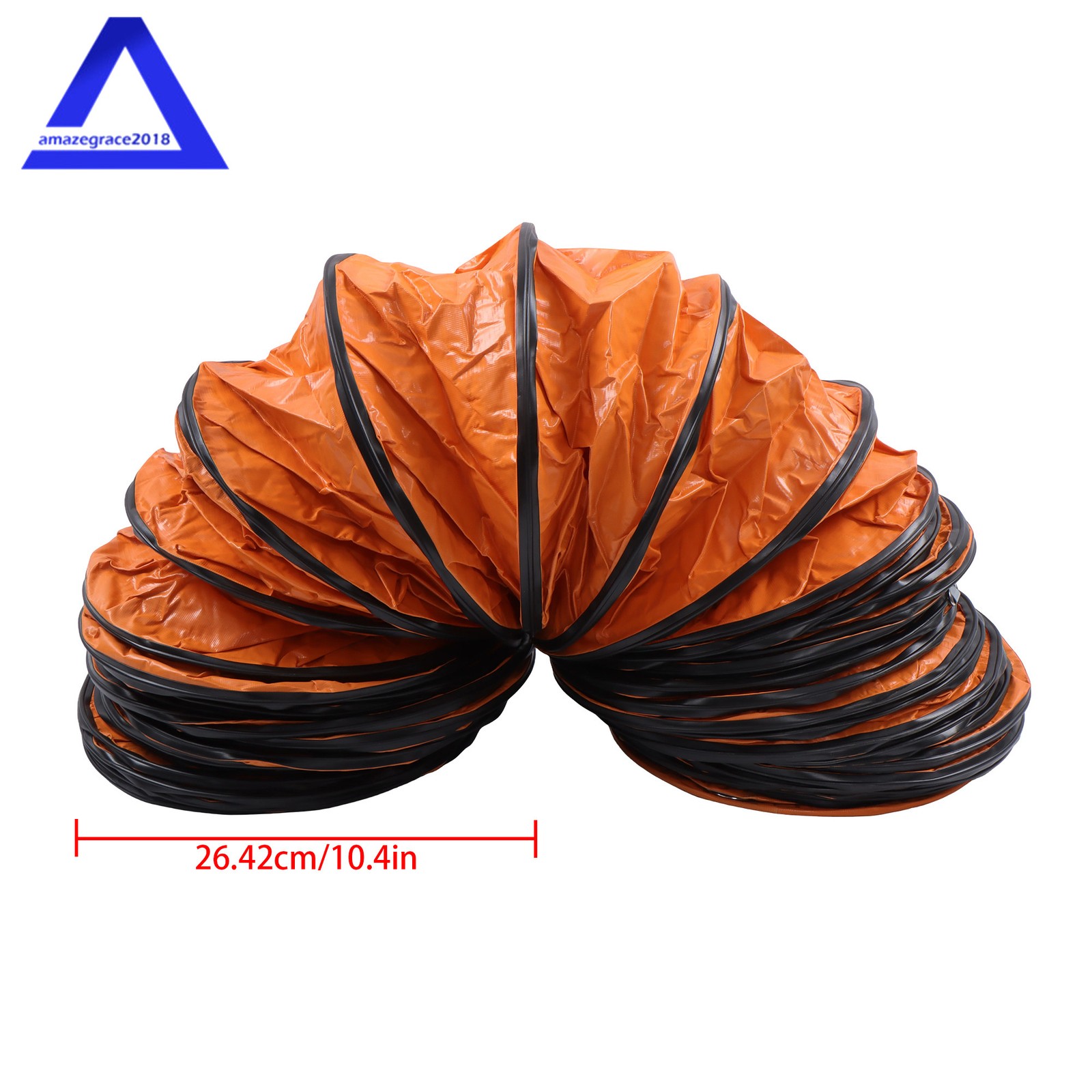 PVC Flexible Duct Hose for Ventilator Blower Fan w/ Rope & D-Ring 12″ × 32FT