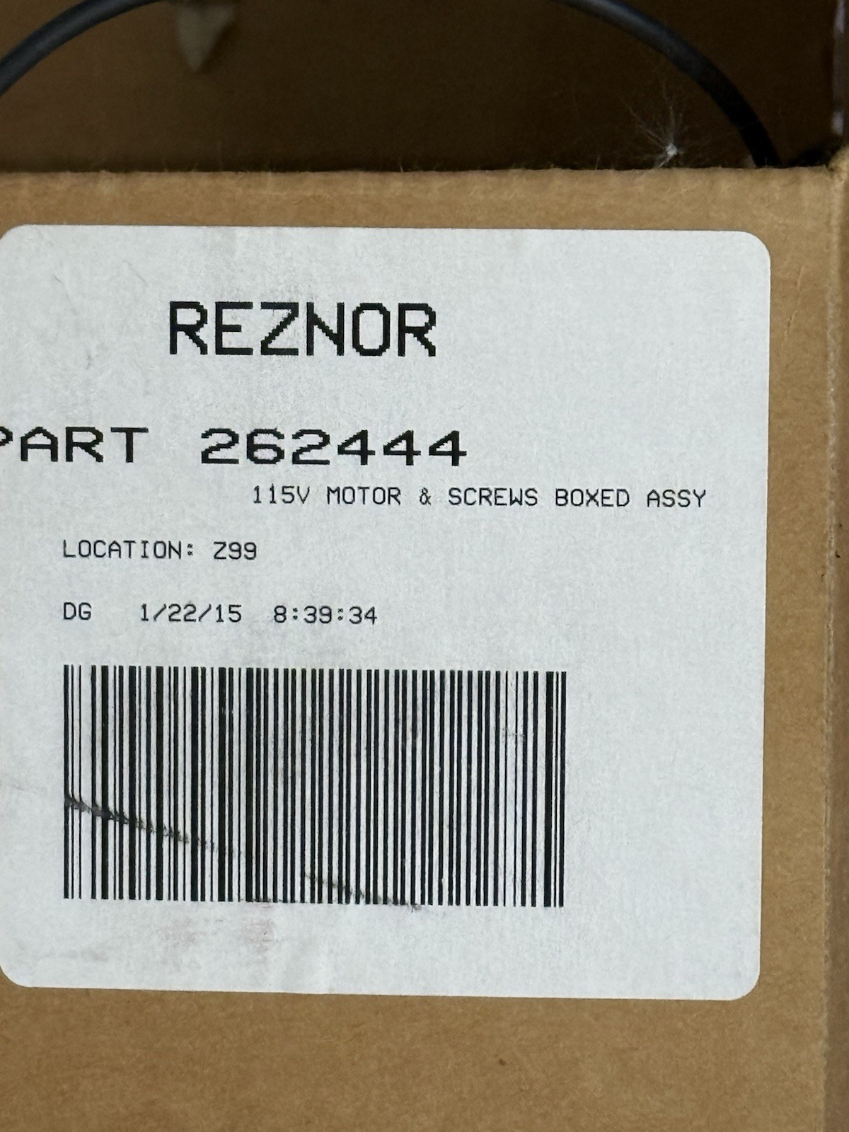 Reznor 262444 115V Replacement Motor & Screws Boxed Assembly