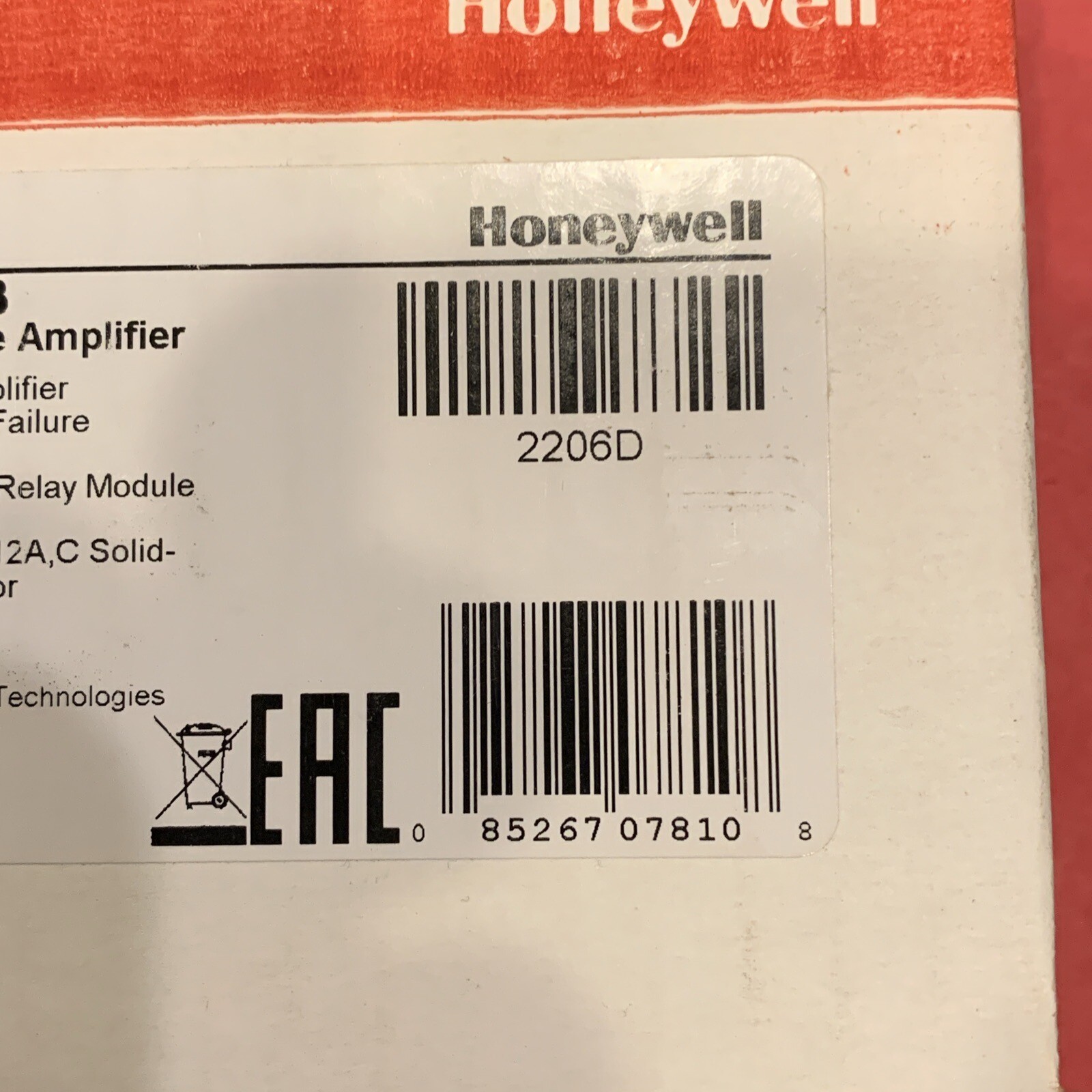 HONEYWELL 7800 SERIES- R7847-A-1033 – RECTIFICATION FLAME AMPLIFIER NOS NIB