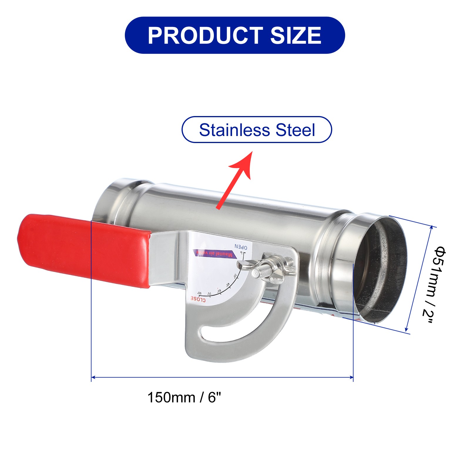 HVAC Duct Manual Volume Backdraft Damper 2″ Airflow Branch Vent