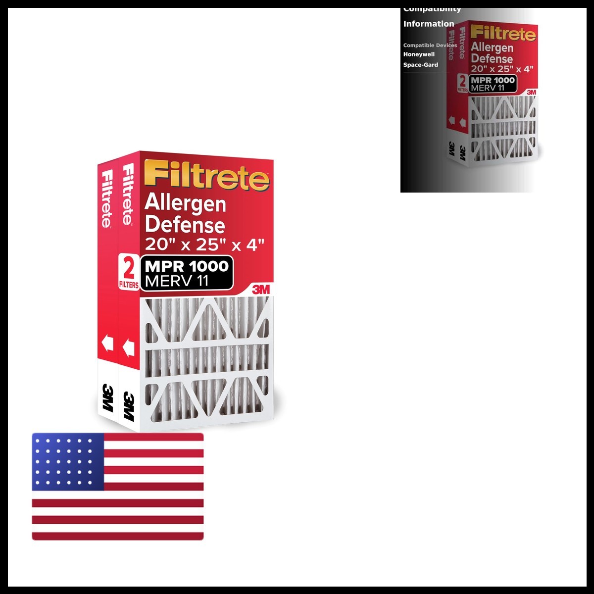 Filtrete 20X25X4 Ac Furnace Air Filter Mpr 1000 Merv 11 Fits Space-Gard