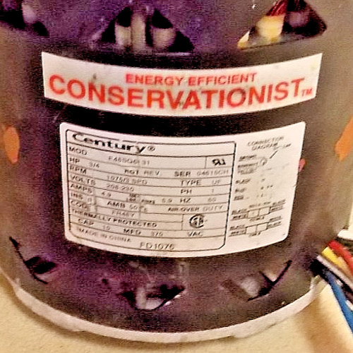 C31- CENTURY F48SQ6L31 HVAC BLOWER MOTOR 3/4 HP 208-230V 1075 RPM 3 SPD 4.9 A