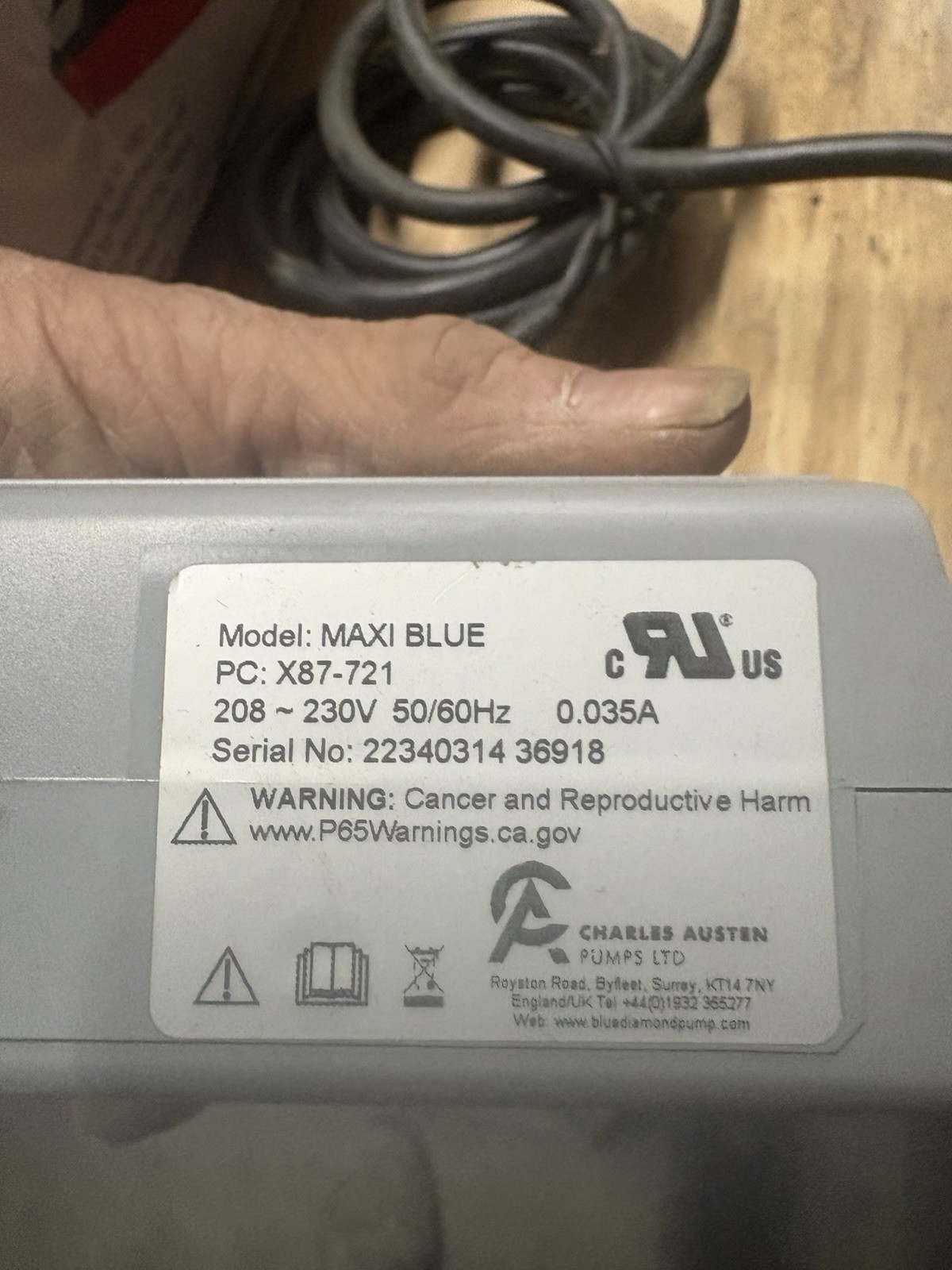 Blue Diamond MAXI BLUE Condensate Pump 208-230V 0.035A X87-721
