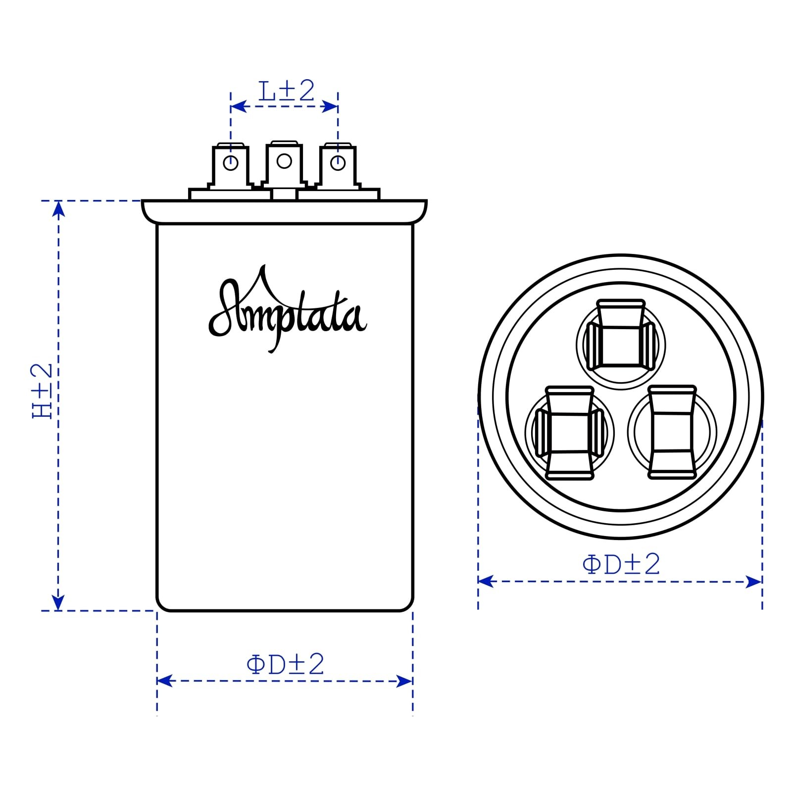 AMPTATA [UL Tested] AC Capacitor, 40/5 uf CBB65 HVAC Capacitor for Unit