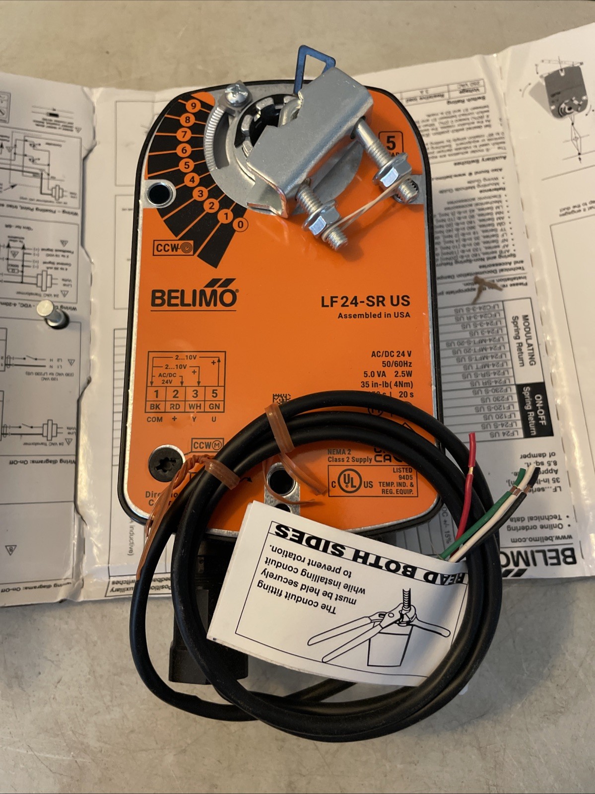 BELIMO LF24-SR US Spring Return Damper Actuator A/DC 24V 50/60Hz 5.0VA 2.5W