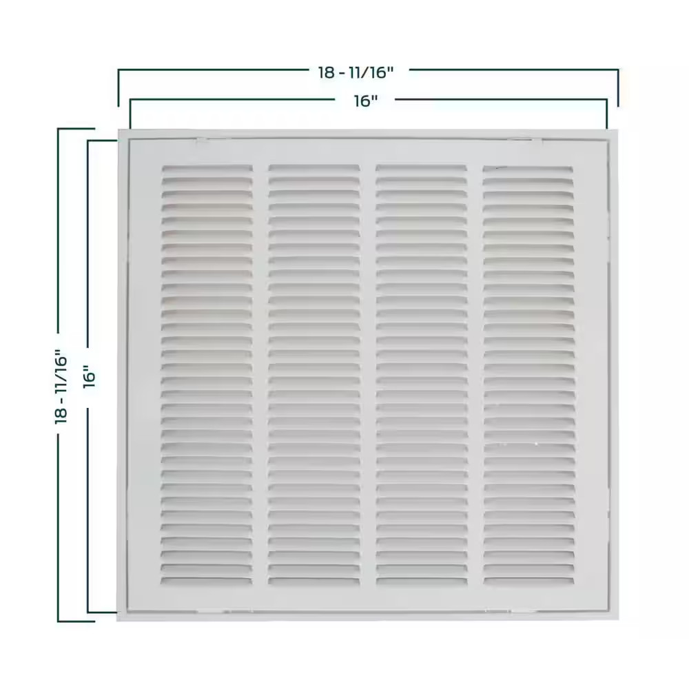 EZ-FLO Return Air Filter Grille 16×16 Steel Vent Cover Wall Ceiling White