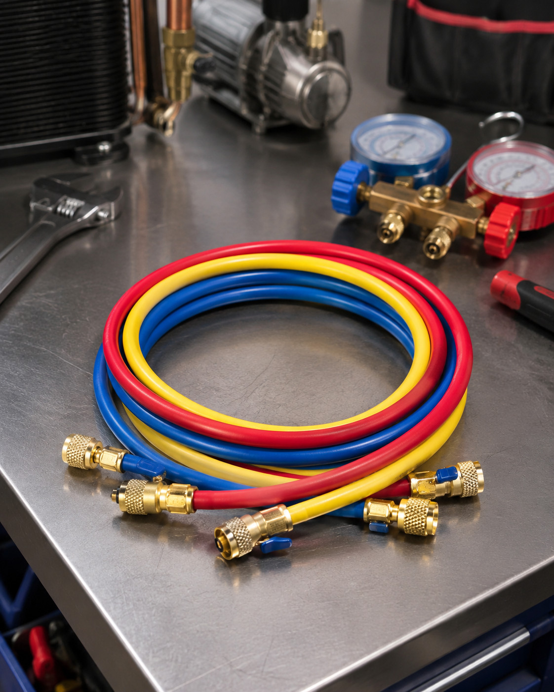 Yellow Jacket 29986 Plus II 1/4″ Hose with Compact Ball Valve 72″ (Pack of 3)