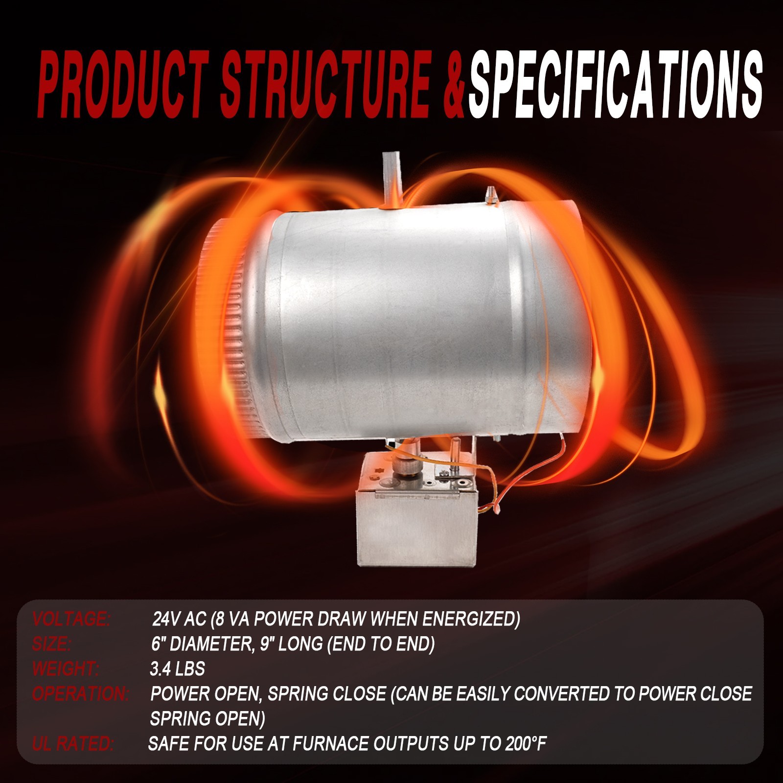 6”Electric Zone Control Damper For HVAC/NSPRD NSPRD024-6NC – 24V AC fresh air