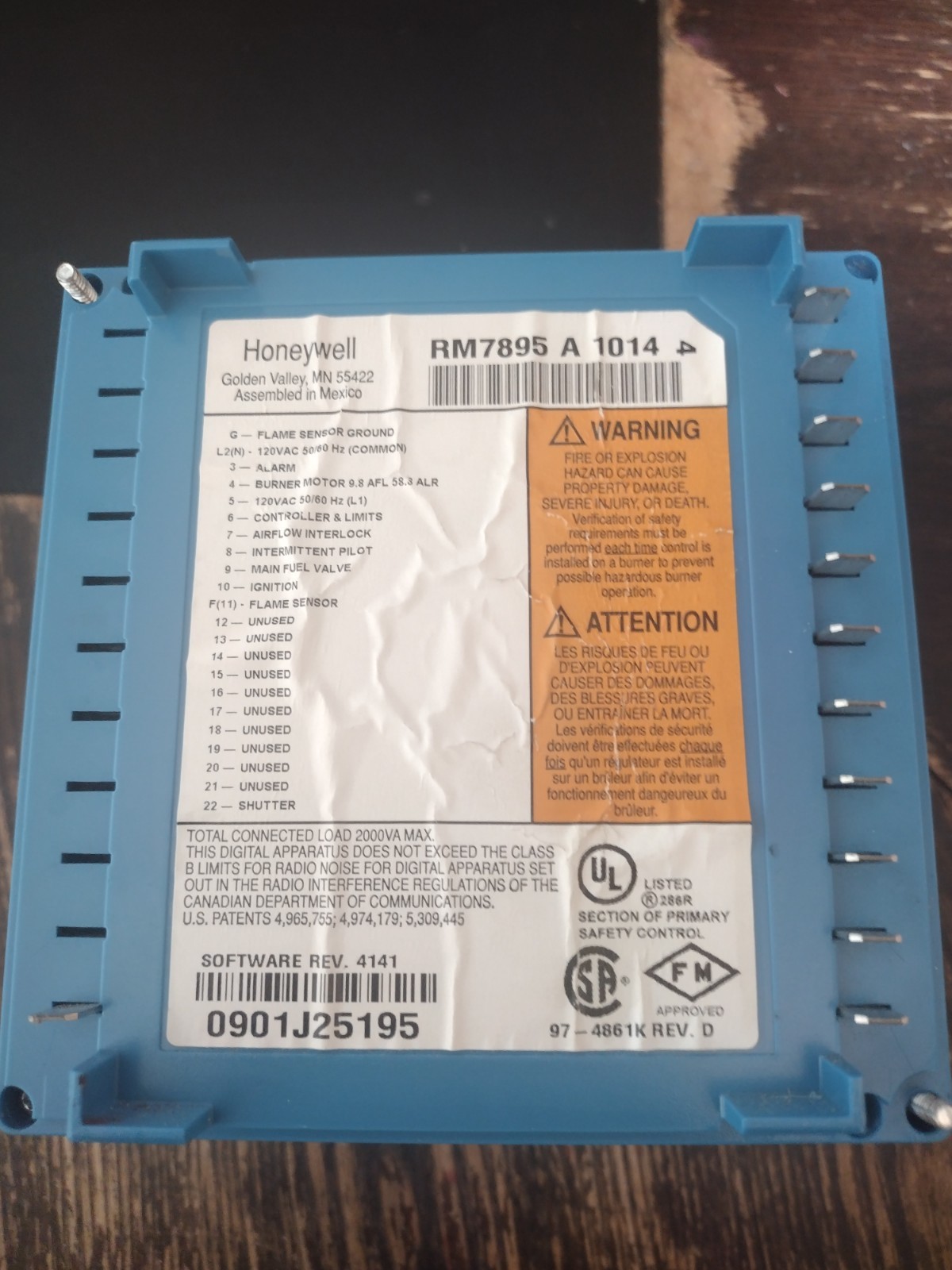 Honeywell RM7895 A 1014 Burner Control Complete System Tested Working