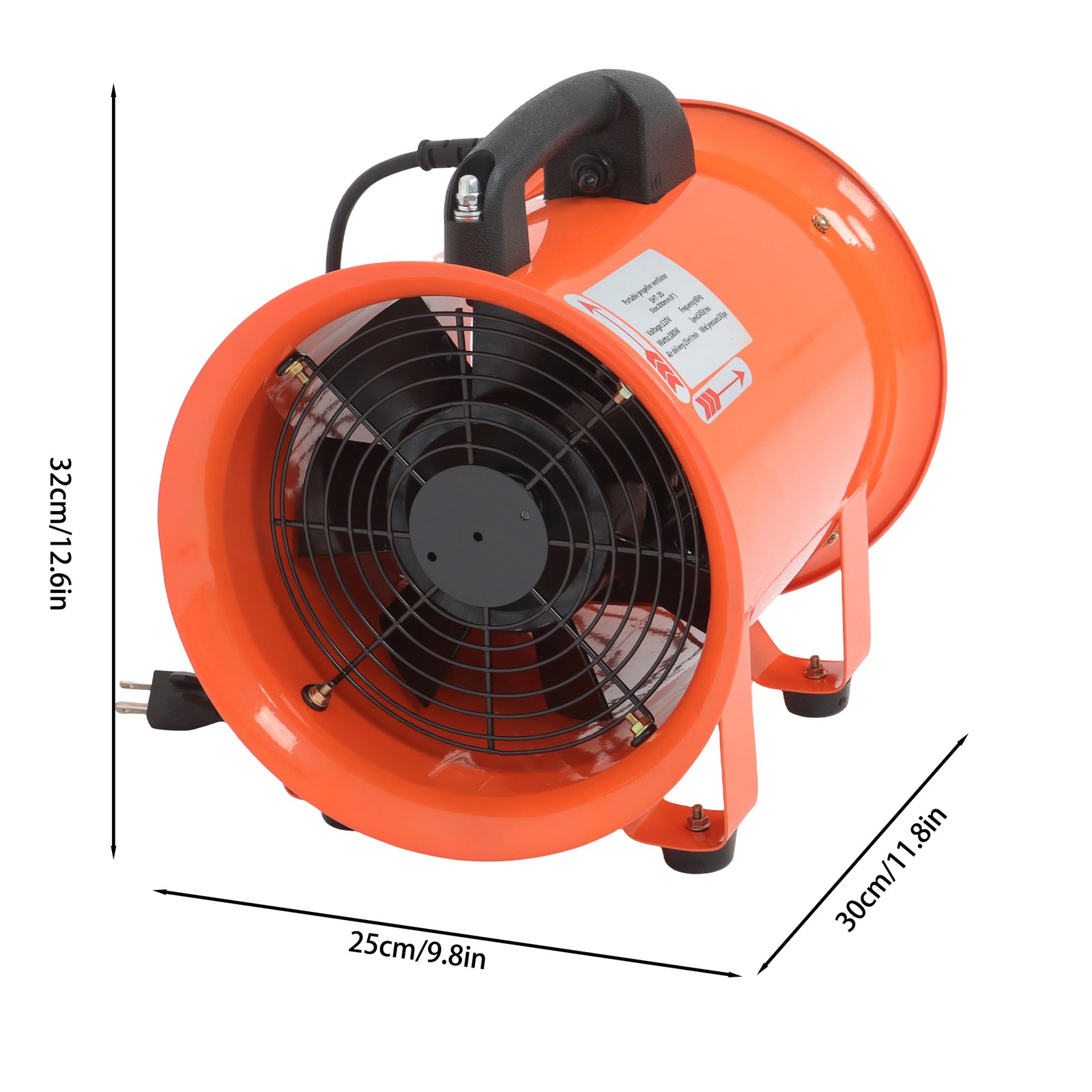 8 Inch Portable Air Mover Blower Fan 900CFM 180W 3450RPM with 33FT Duct Hose