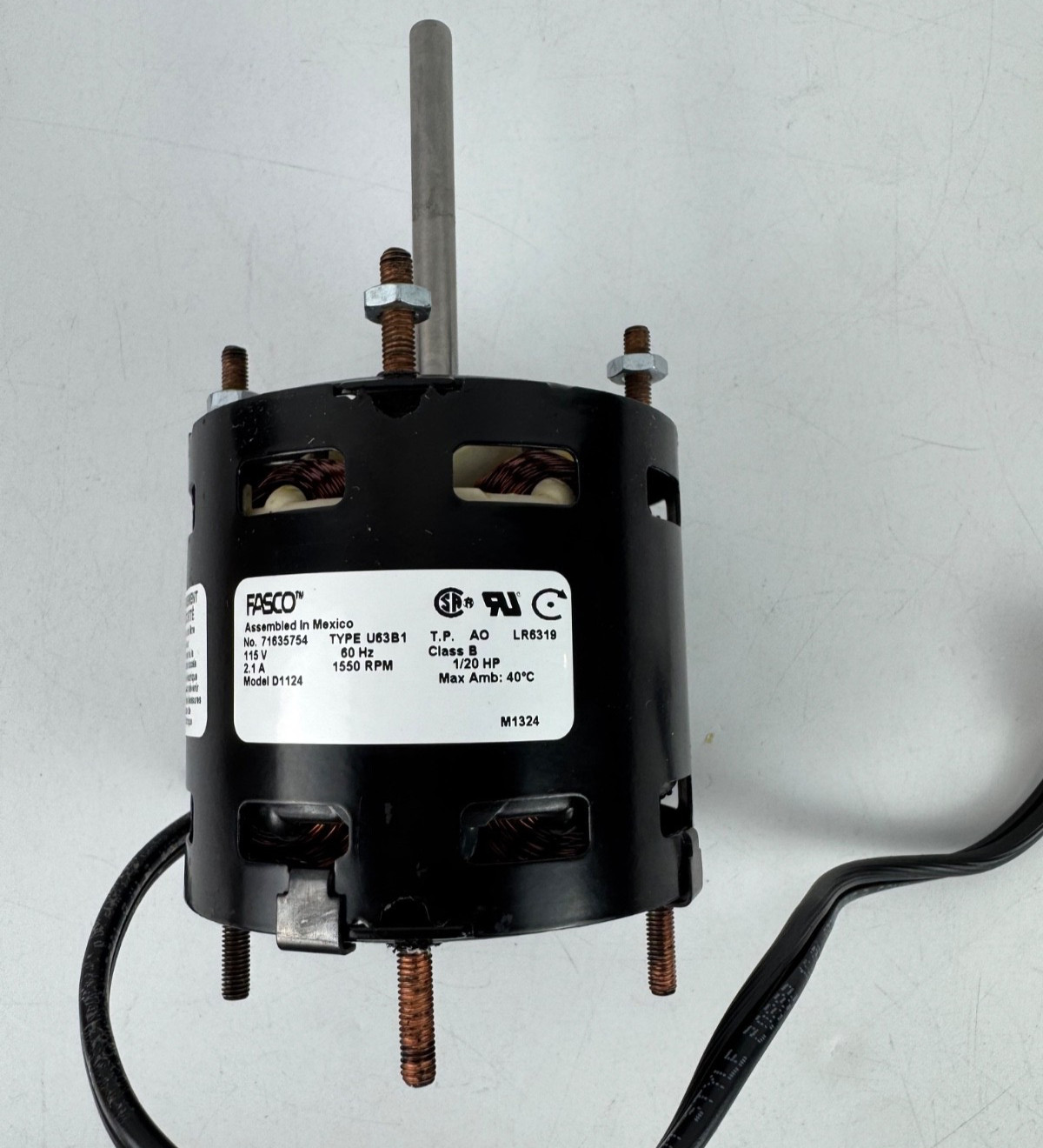 Fasco D1124 Hvac Motor, Oao, 1/20 Hp, 1550 Rpm, Sleeve. 5/16” X3” Shaft 115W