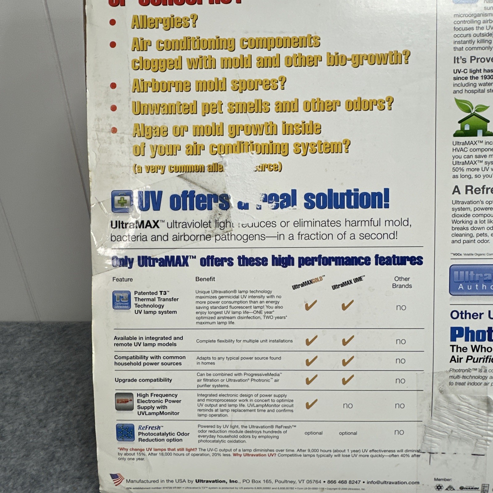 Ultravation UMX1202T-PCO UV Air Purifier HVAC System | UltraMax Gold Extreme