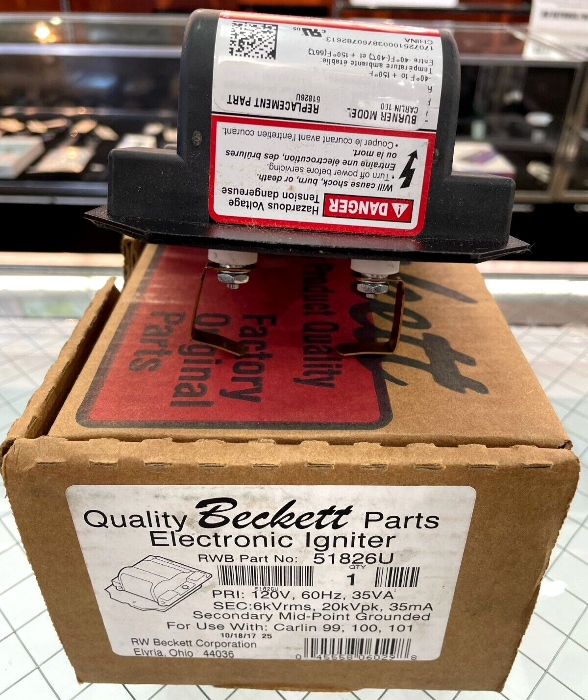 Beckett Electronic Oil Igniter with Carlin Base, 120V, 51826U