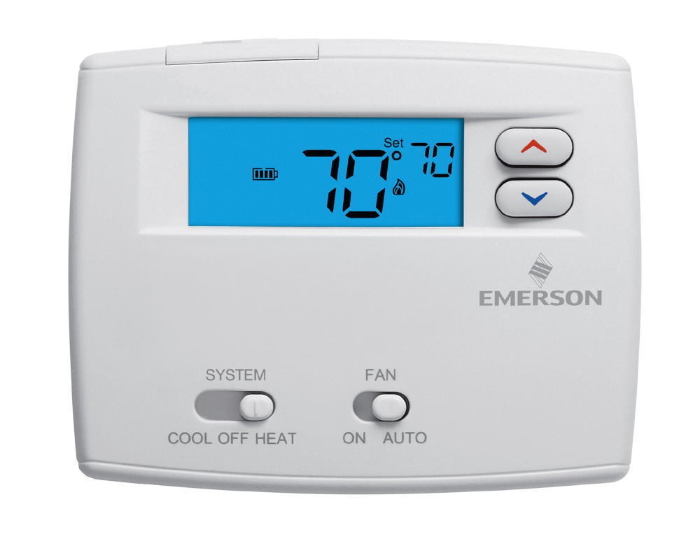 1F86-0244 Emerson White Wall Thermostat Heat/Cool Heat Pump Non Programmable