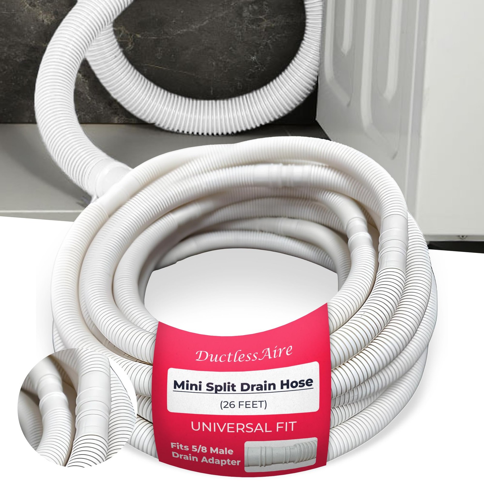 DuctlessAire Mini Split Drain Hose – Portable Air Conditioner 26 ft, Beige