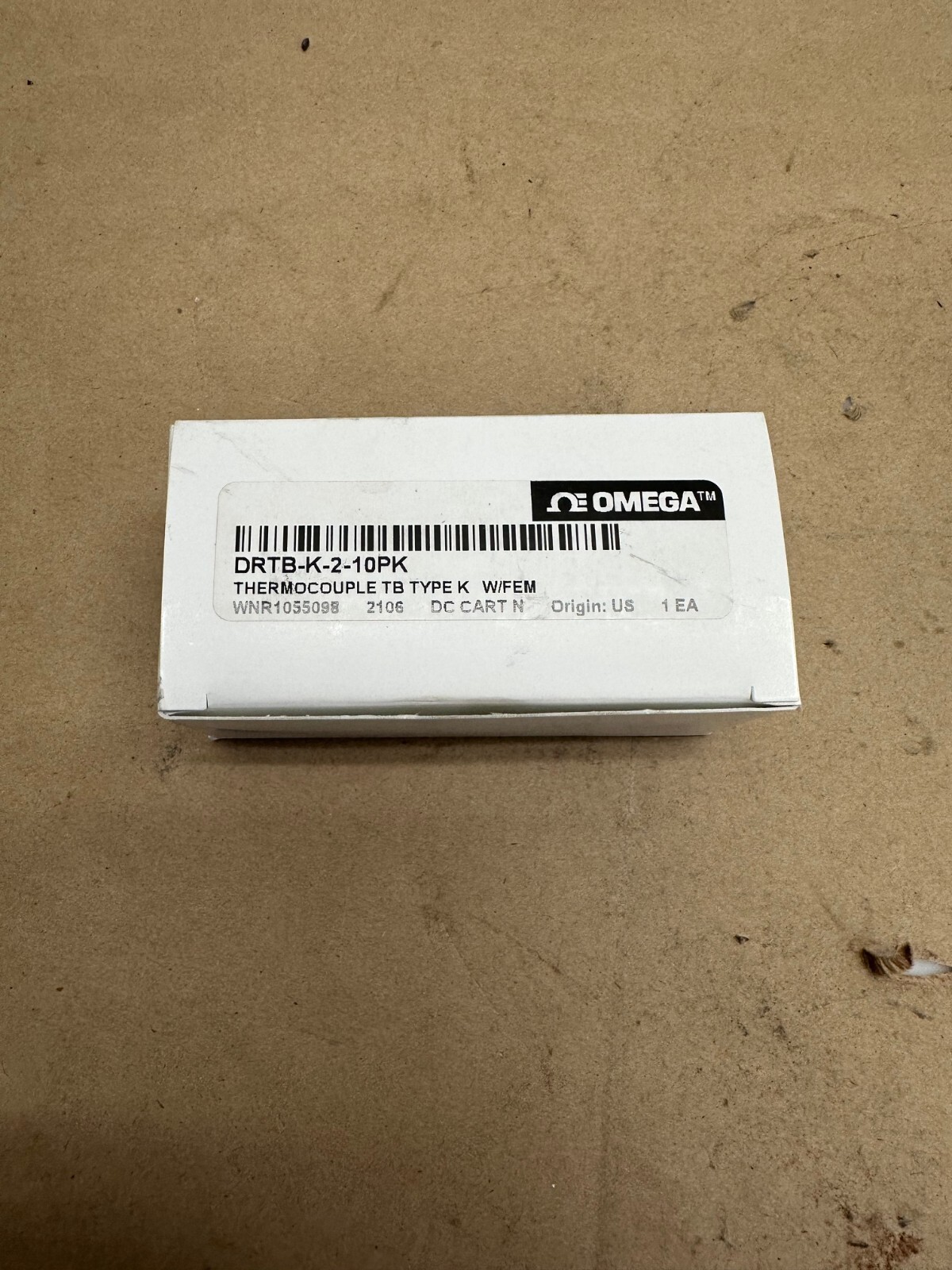 OMEGA DRTB-K-2-10PK Thermocouple TB Type K W/FEM, 10 Pack