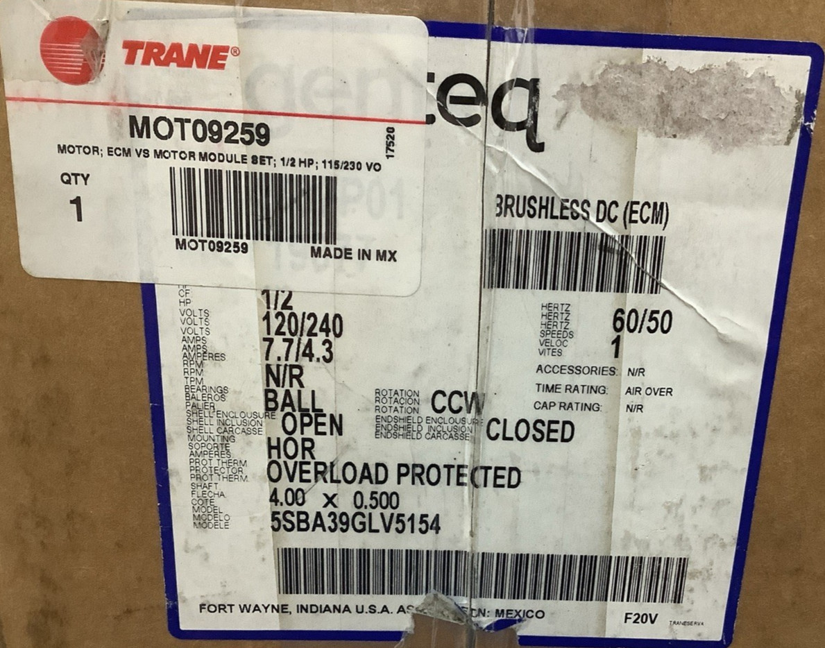 Genteq Eon 5SBA39GLV5154 AC Blower Motor 1/2HP 120/240V (R106)