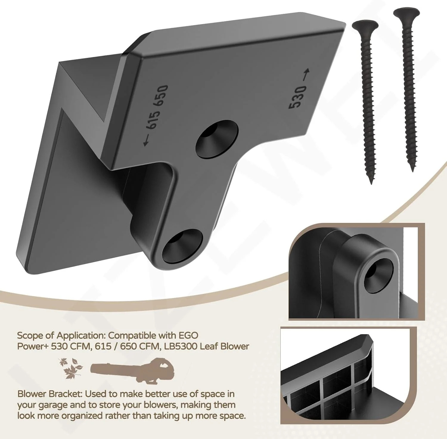 Blower Wall Mount/Mounting Bracket for EGO Leaf Blower 530, 615, 650, LB5300 Wal