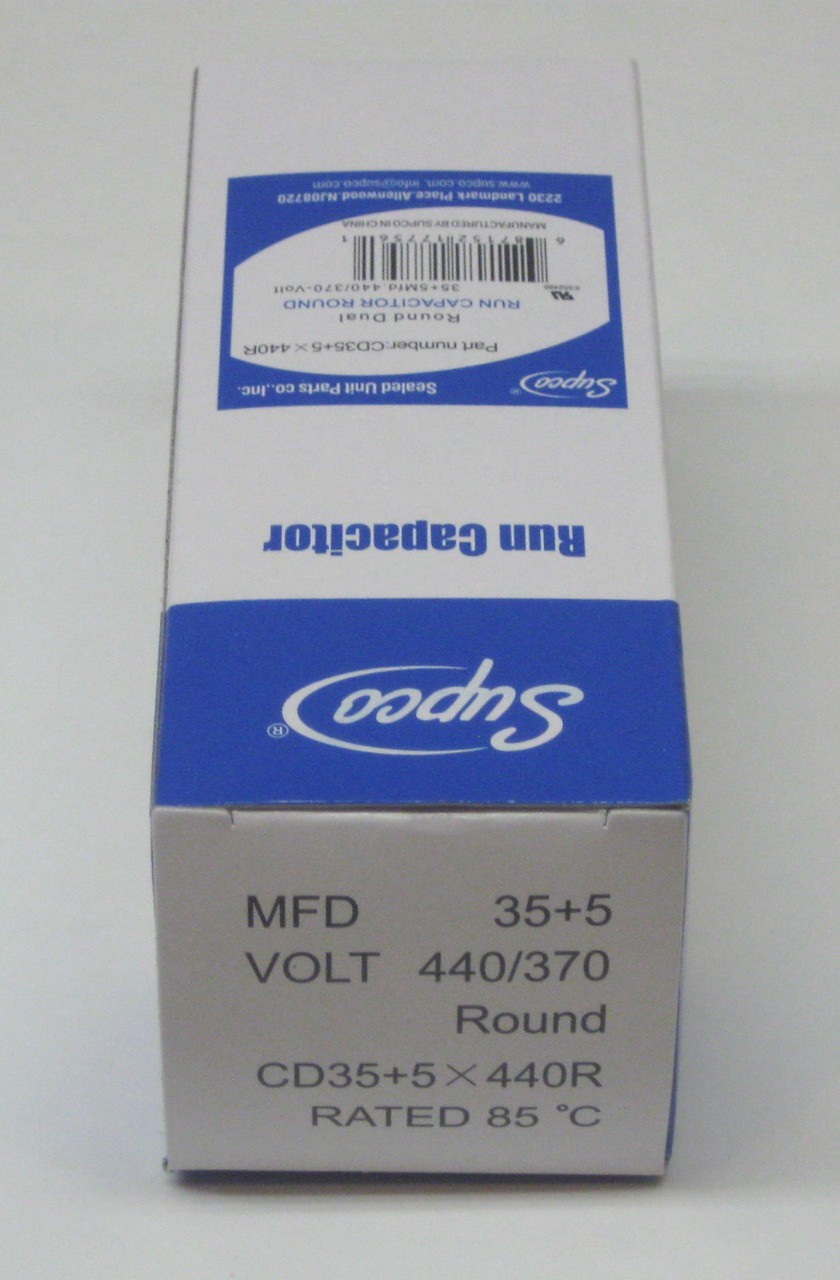 Supco CD35+5X440R Dual Run Capacitor 35/5 MFD 440V HVAC Motor Round