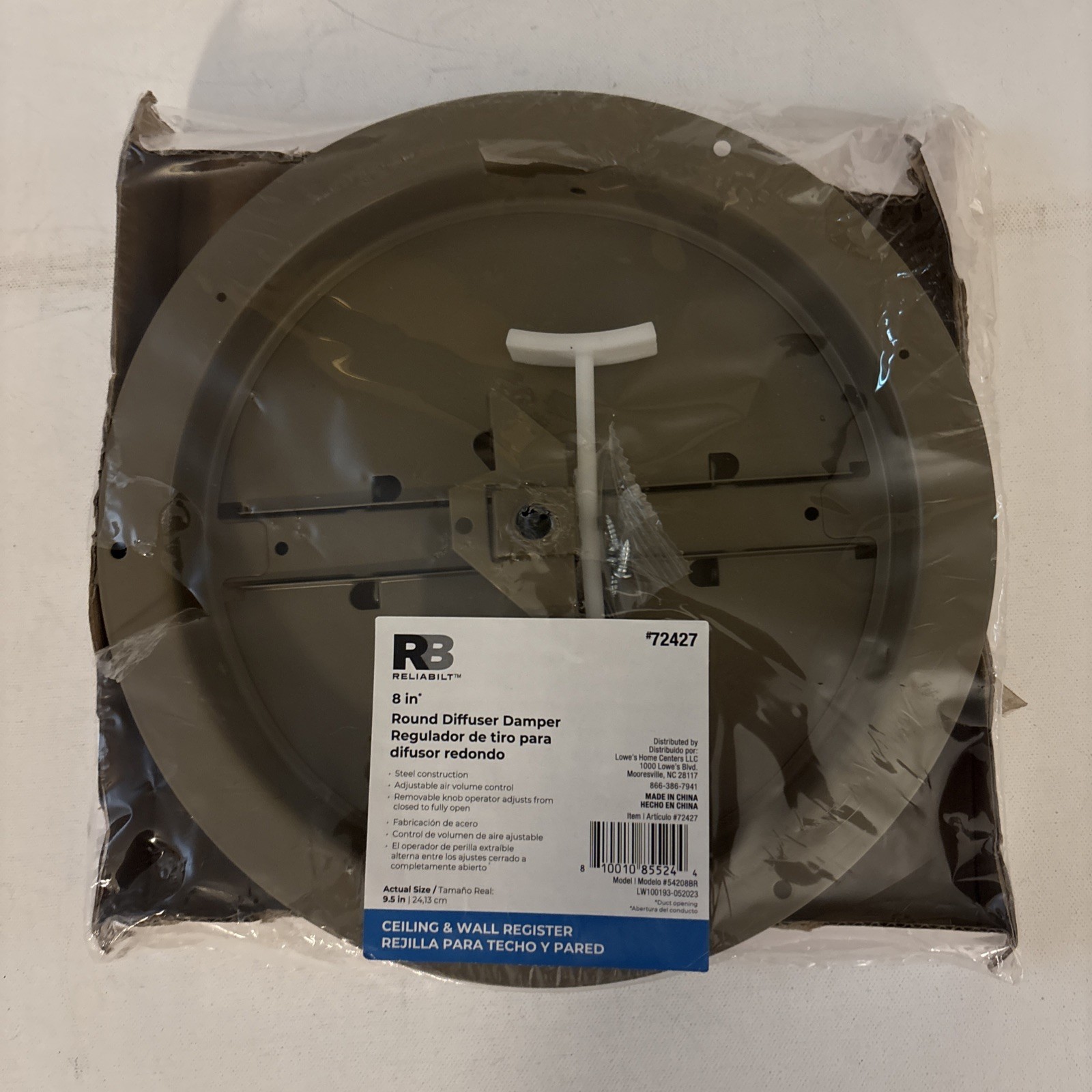 Reliabilt 8” Round Diffuser Damper #72427