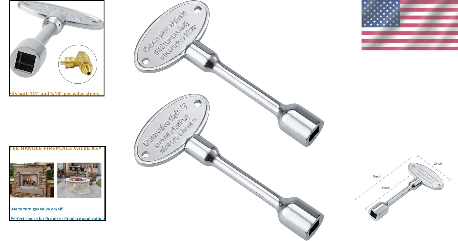 Durable 2-Pack Gas Valve Keys – Universal Fit for Fire Pits & Fireplaces