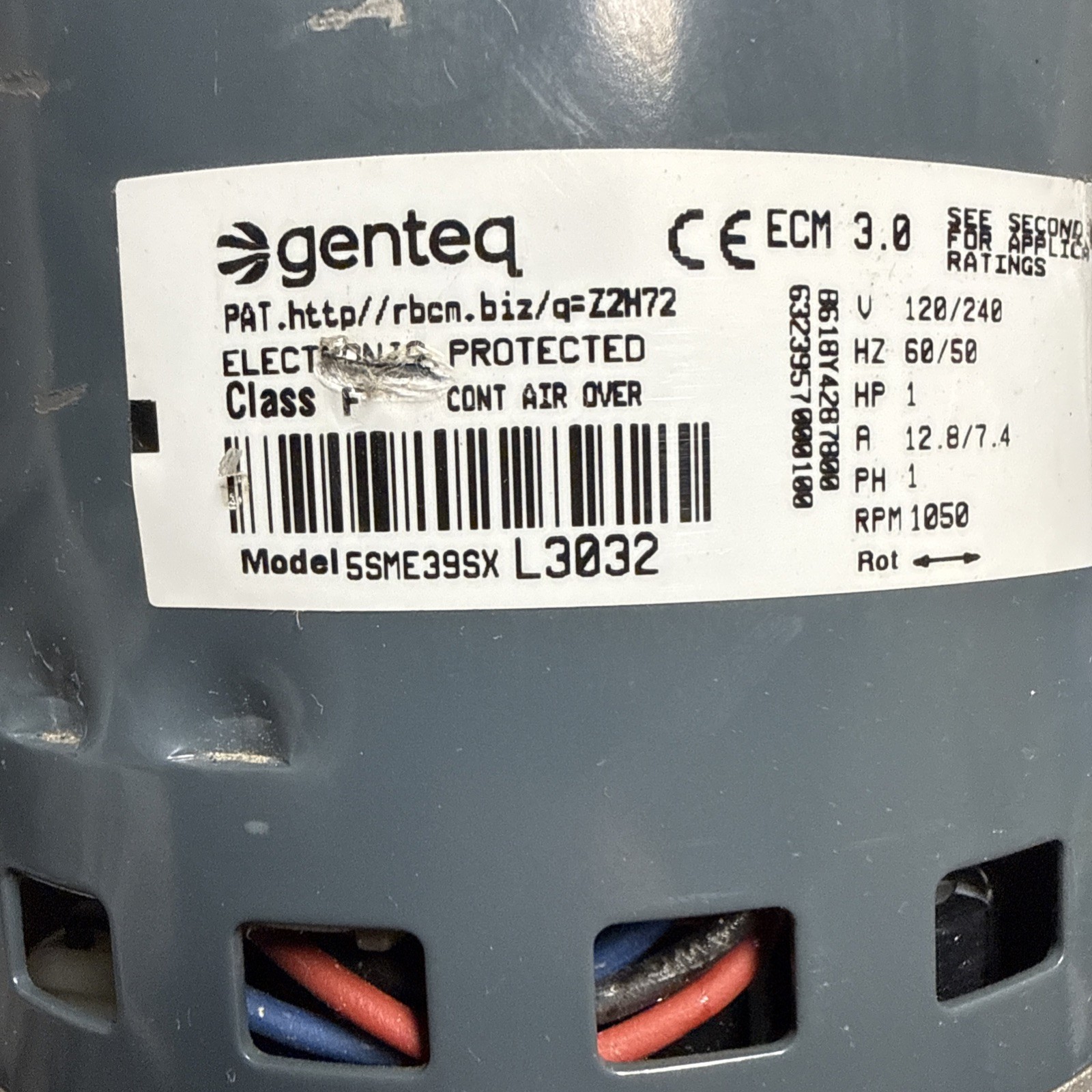 Genteq ECM 3.0 Blower Motor 5SME39SXL3032 1HP, 120/240v, 1050RPM