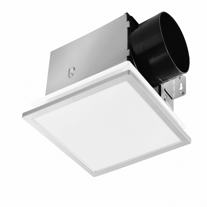 Tech Drive Modern Nickel Bathroom Exhaust Fan Light – 150 Cfm 1000Lm Dimmable
