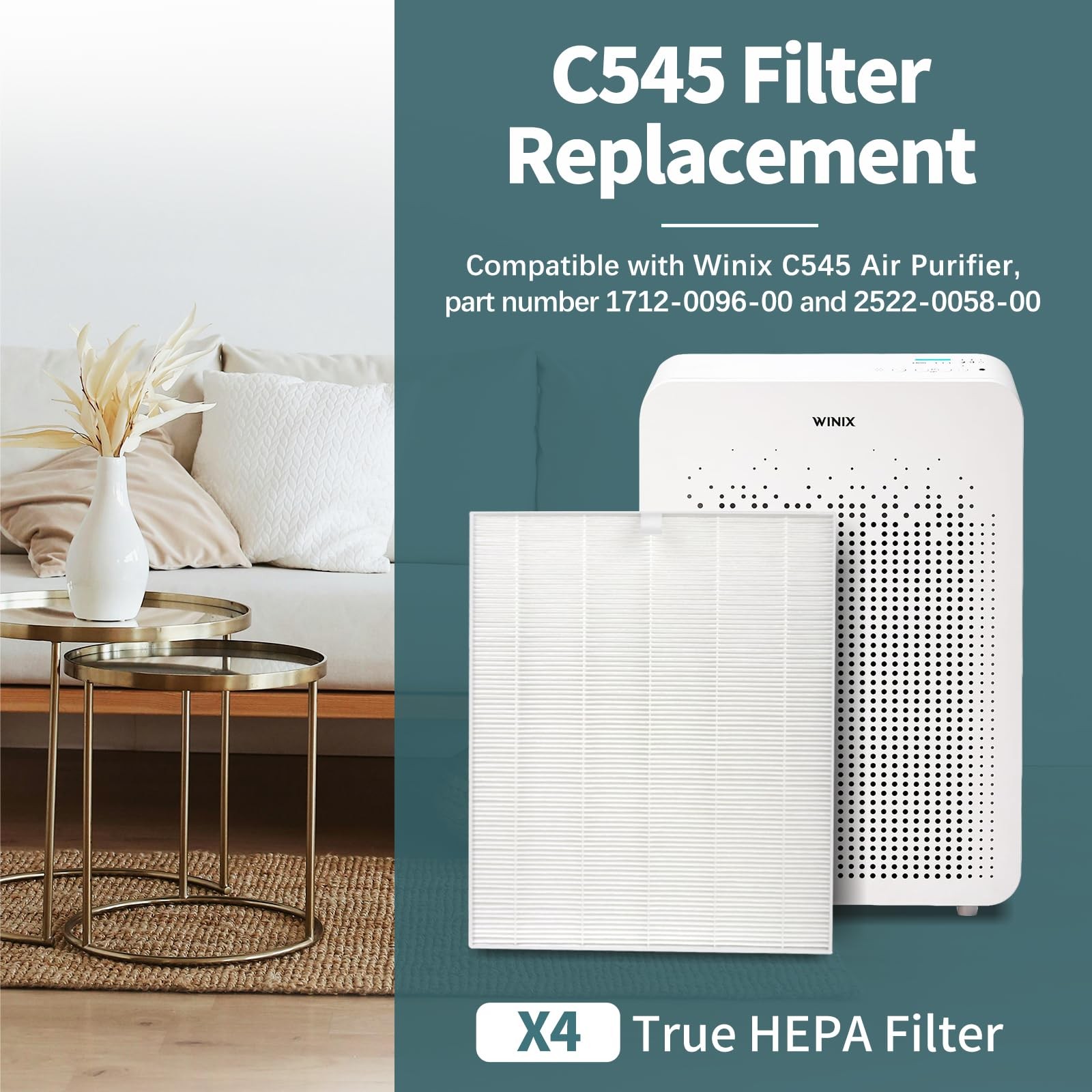 4 Pack C545 HEPA Replacement Filter Compatible 11″ x 13″ x 1″, C545-4Hepa