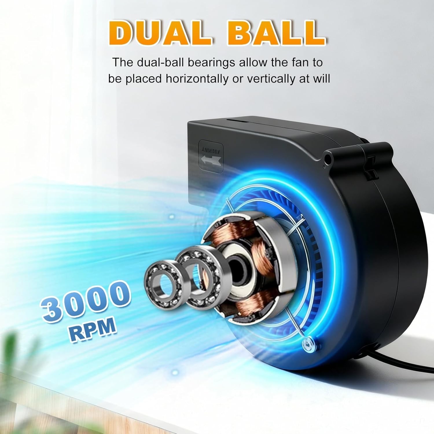 KUNRISE High Airflow BBQ Blower Fan – 110V/120V with Variable Speed Control
