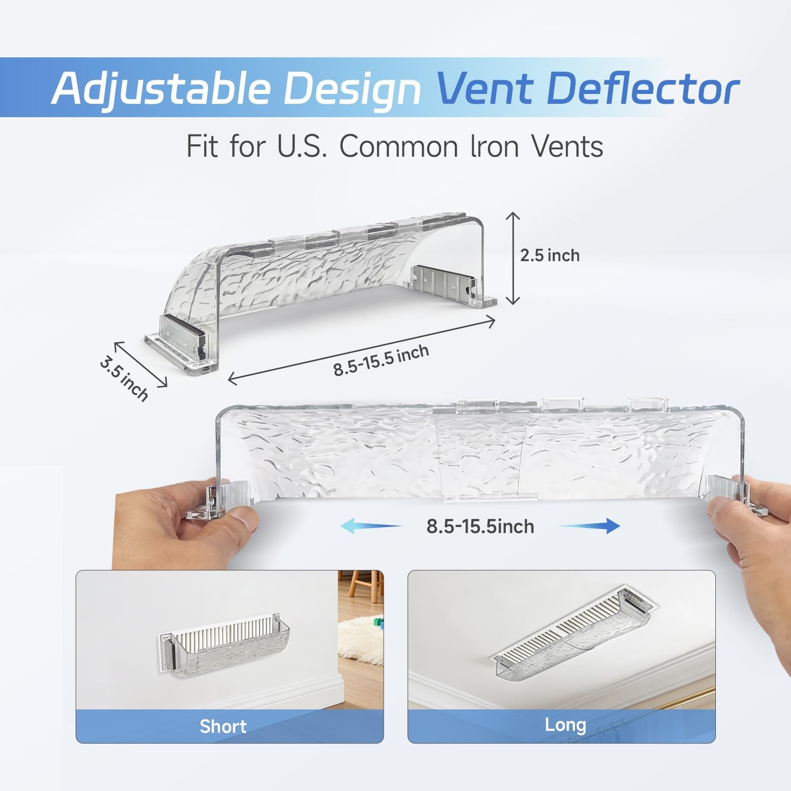 4 Pack Magnetic Air Vent Deflector for Ceiling, Wall & Floor Transparent