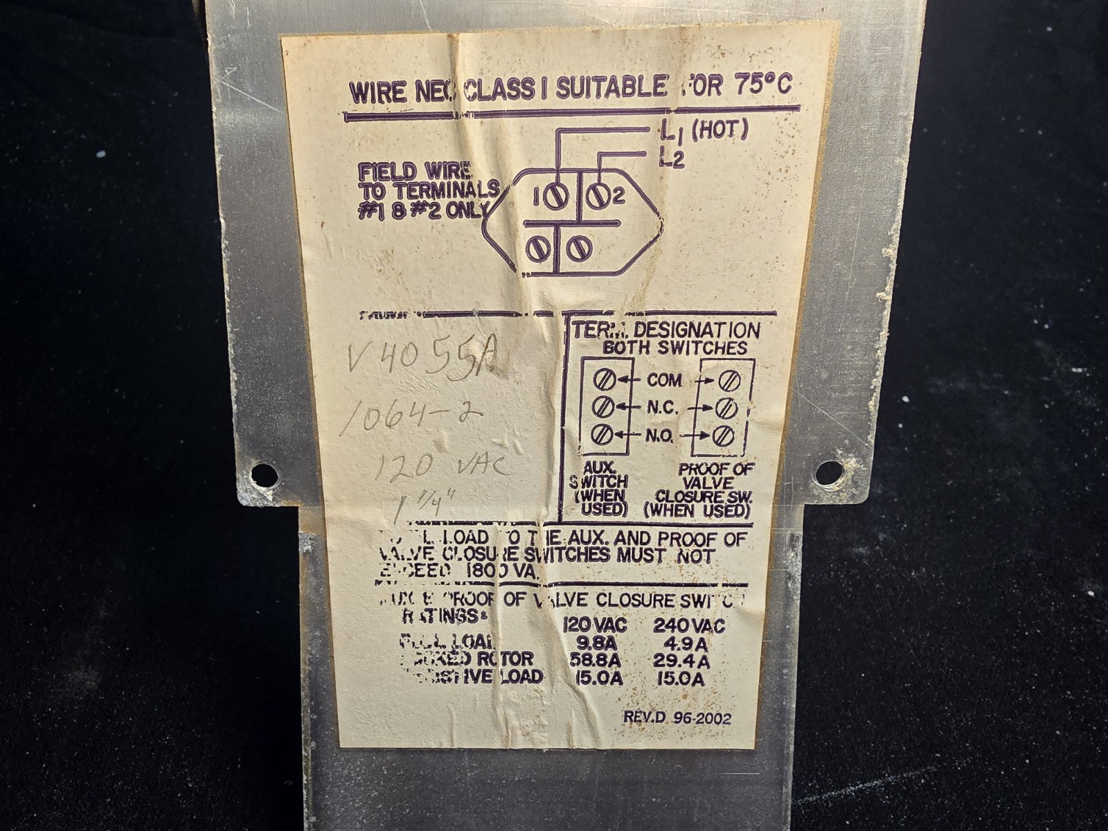 HONEYWELL V4055A 1064 Industrial Fluid Power Gas Valve Actuator (NOS)