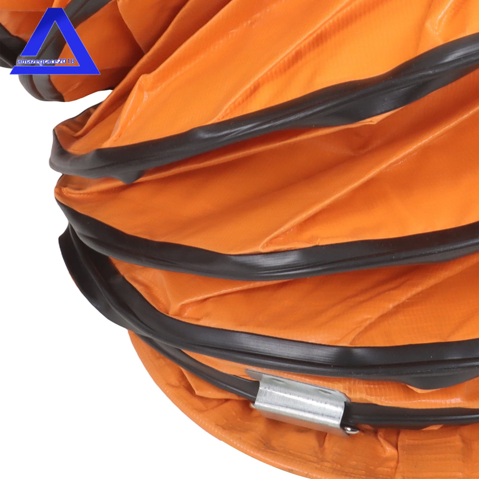 PVC Flexible Duct Hose for Utility Blower with S Hook & Steel Support 8″ × 25FT