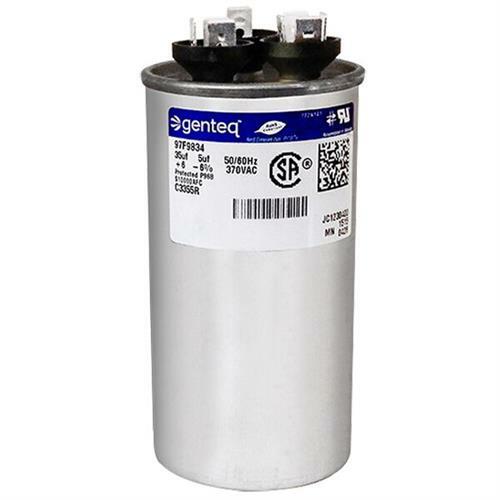Genteq Round 35/5 uF x 370 VAC � Replaces Carrier HC98JA036 Dual Capacitor