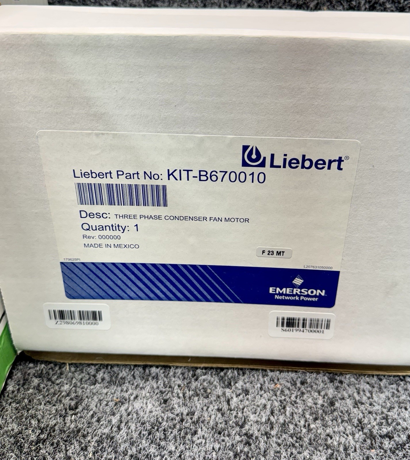 Liebert KIT-B670010 Motor 208-230/460V AC, 3/4 hp, 3 Phase