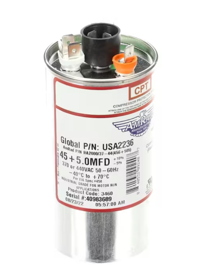 Fits Trane USA2236, 40983689, Capacitor, Run, 45 + 5MFD, 370/440VAC, 50/60HZ