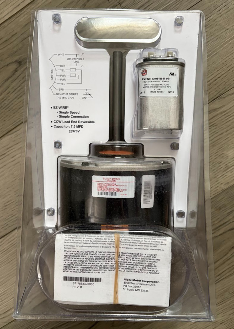 US Motors 5430 Rescue EZ-Wire Condenser Fan Motor HP: 1/3-1/6 RPM: 1075 208-230V