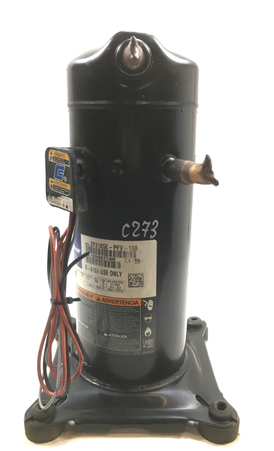 Copeland 2.5 Ton Scroll Compressor ZP31K5E-PFV-130 R410A 208/230V 1 PH used C273