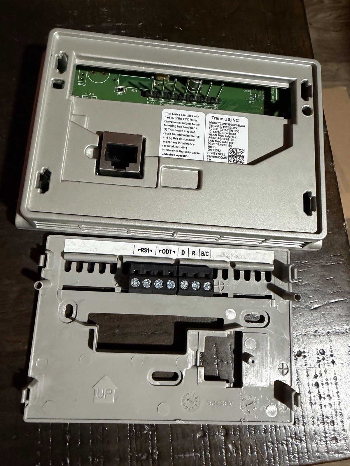 Trane TCONT850AS52UA Programmable Digital Thermostat Beige w/ Display Base