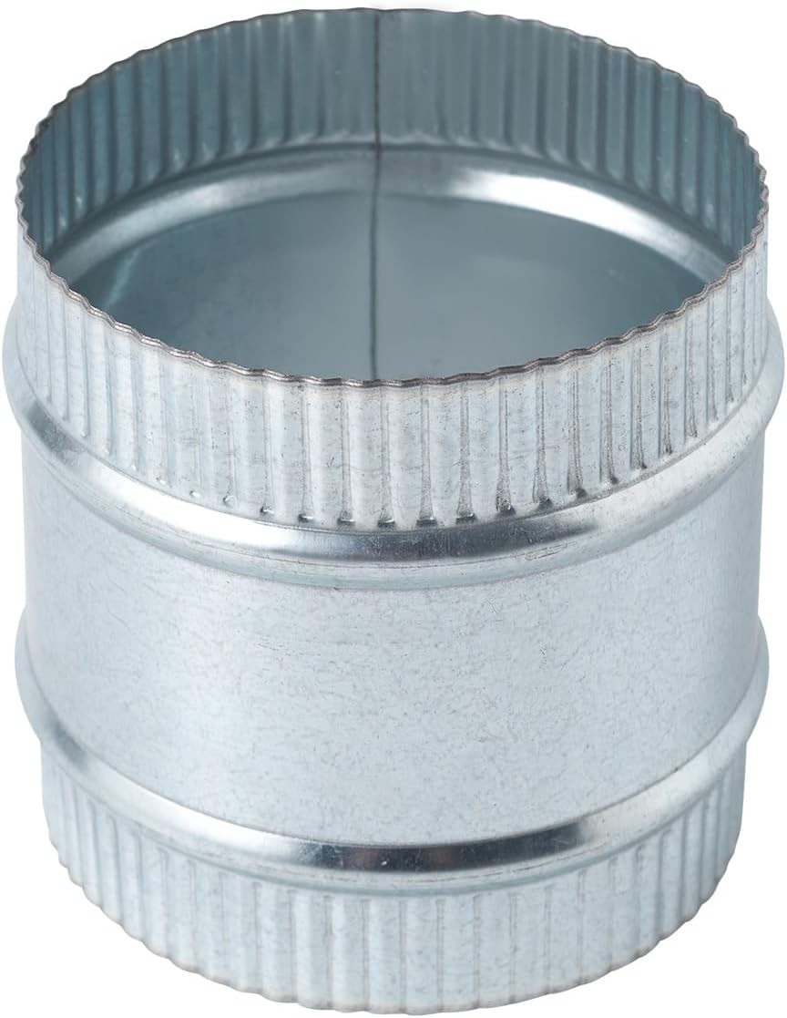 4 Inch Round Galvanized Steel Duct Connector – Metal Ventilation Pipe Coupler –