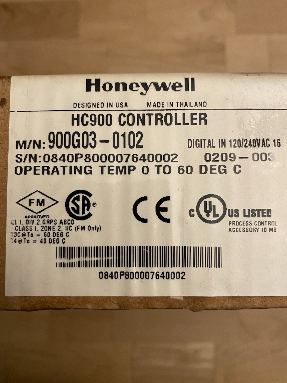 Honeywell HC900 Controller 900G03-0102 Digital Input
