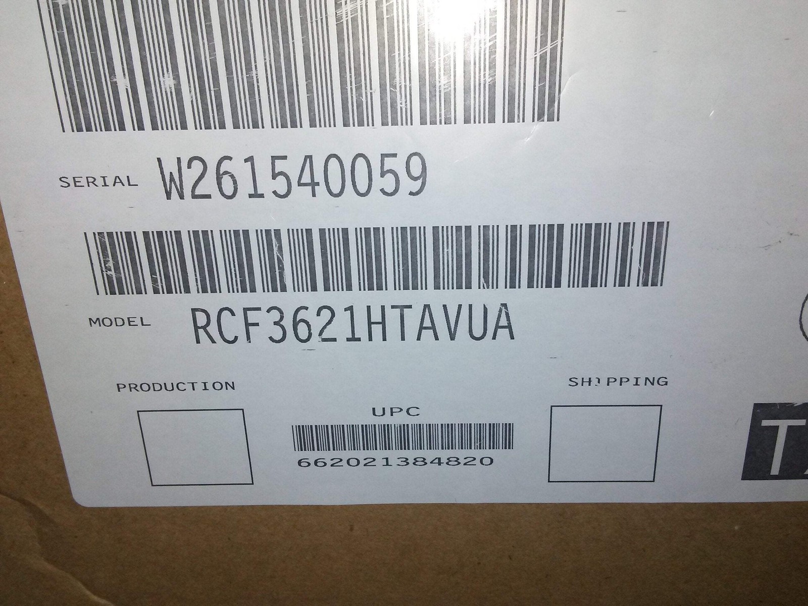RHEEM RCF3621HTAVUA 3 TON UPFLOW HIGH EFFICIENCY UNCASED “A” COIL R410A 182497