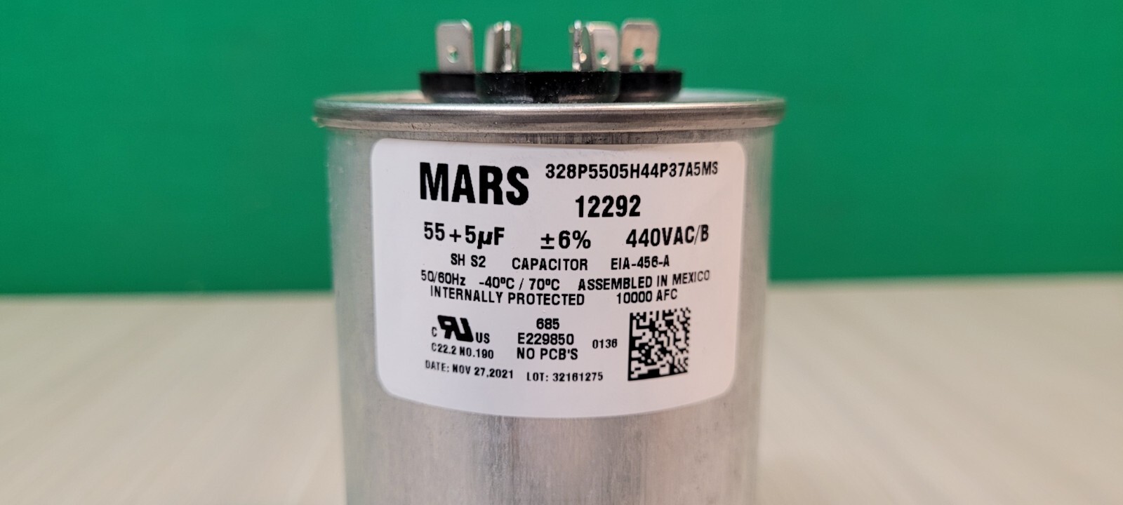 Mars 12292 55 + 5 uF MFD x 440 VAC Genteq Replacement Dual Capacitor BRAND NEW